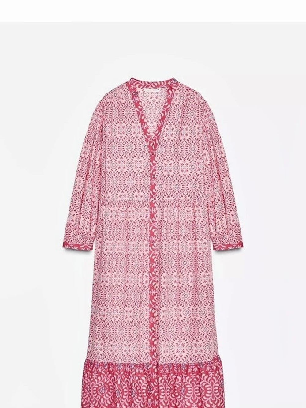 Zara Printed Midi Dress Pink & White